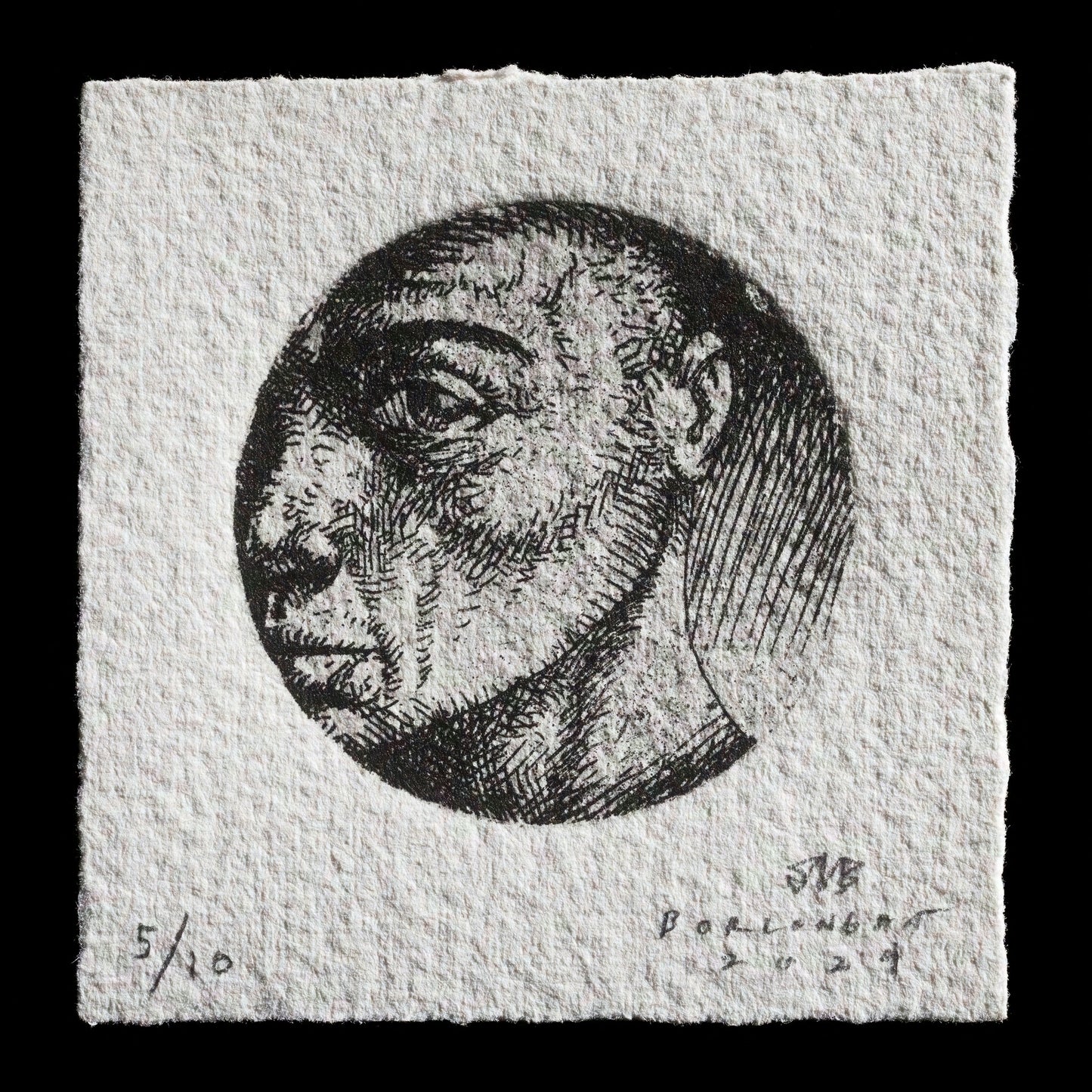 **"Side Glance" by Elmer Borlongan**

* Technique: Intaglio/etching
* Color palette: Black and white
* Composition: A close-up view of a person's face, gazing to the side
* Artwork features: Fine lines, intricate details, and subtle shading