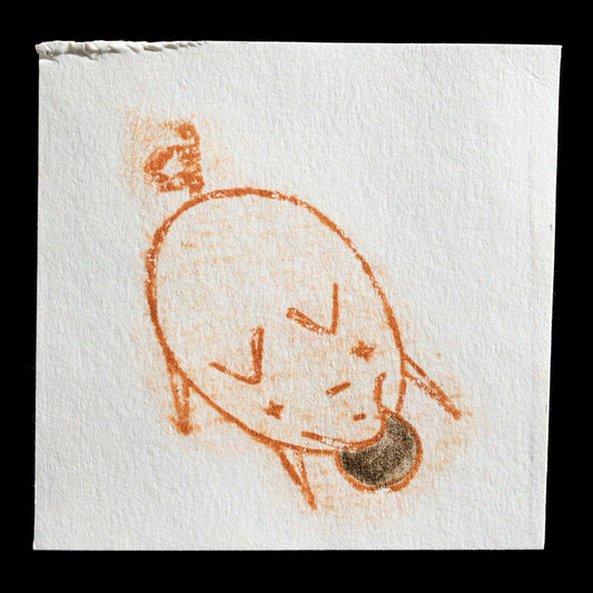 This print, titled "Lemon Pig" by Amye St John, showcases a whimsical illustration of an anthropomorphic lemon pig. The artwork employs TetraPak techniques to create a unique visual effect. The subject is depicted in shades of yellow and green, with subtle texture details suggesting the use of layered materials.